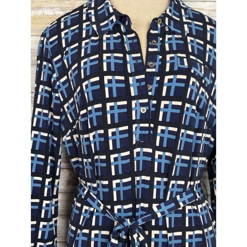 Donna Morgan Dress NWT Geometric Jersey Mod Long Sleeve Work Belted EUC - Picture 2 of 12